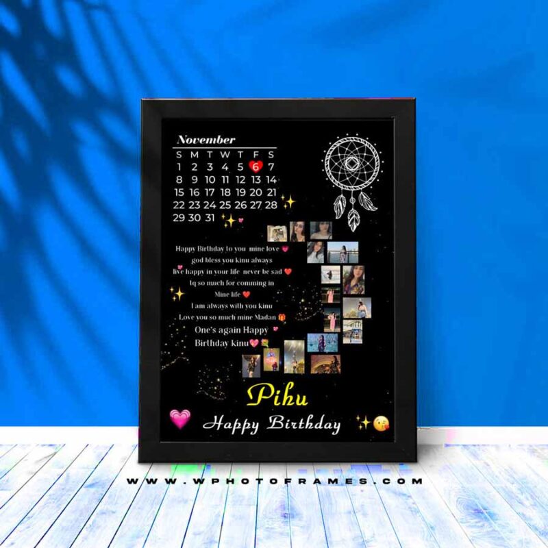 Moon Shape Black Personalised Photoframe