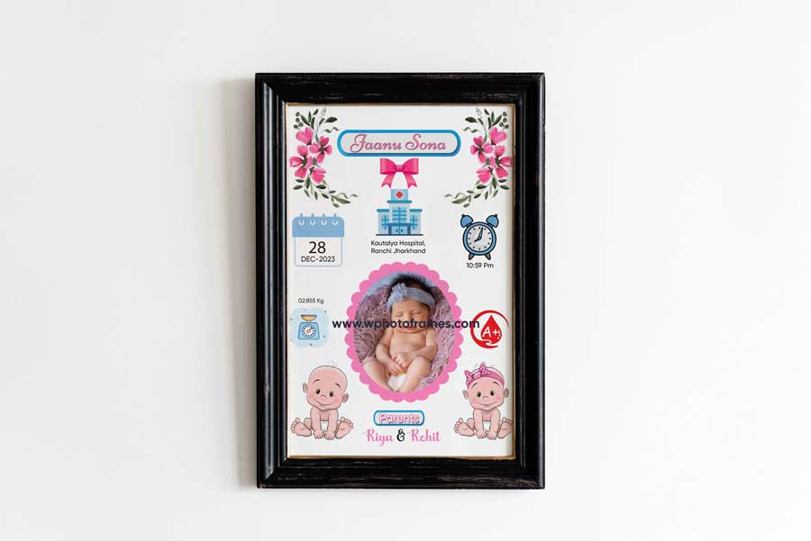 Baby Birth Detailed Wooden Frame