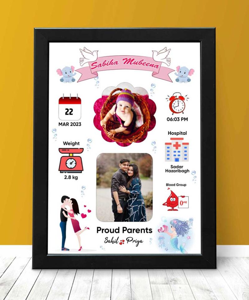 Customised Baby Birth Photoframe Design 2