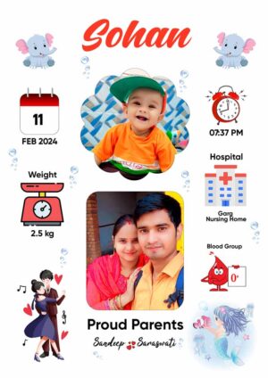 Customised Baby Birth Photoframe Design 4