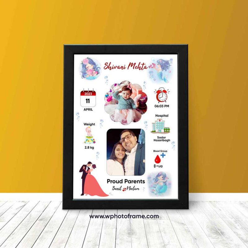 Customised Baby Birth Photoframe Design 3 - Image 4