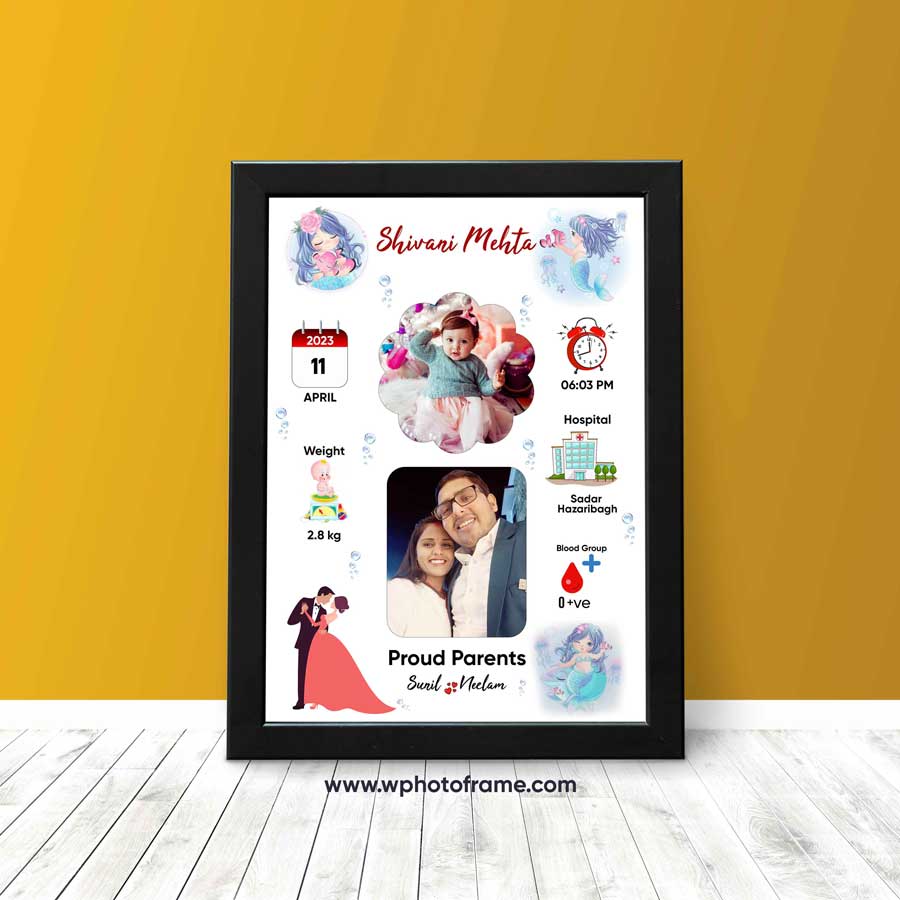 Customised Baby Birth Photoframe Design 3 - Image 4