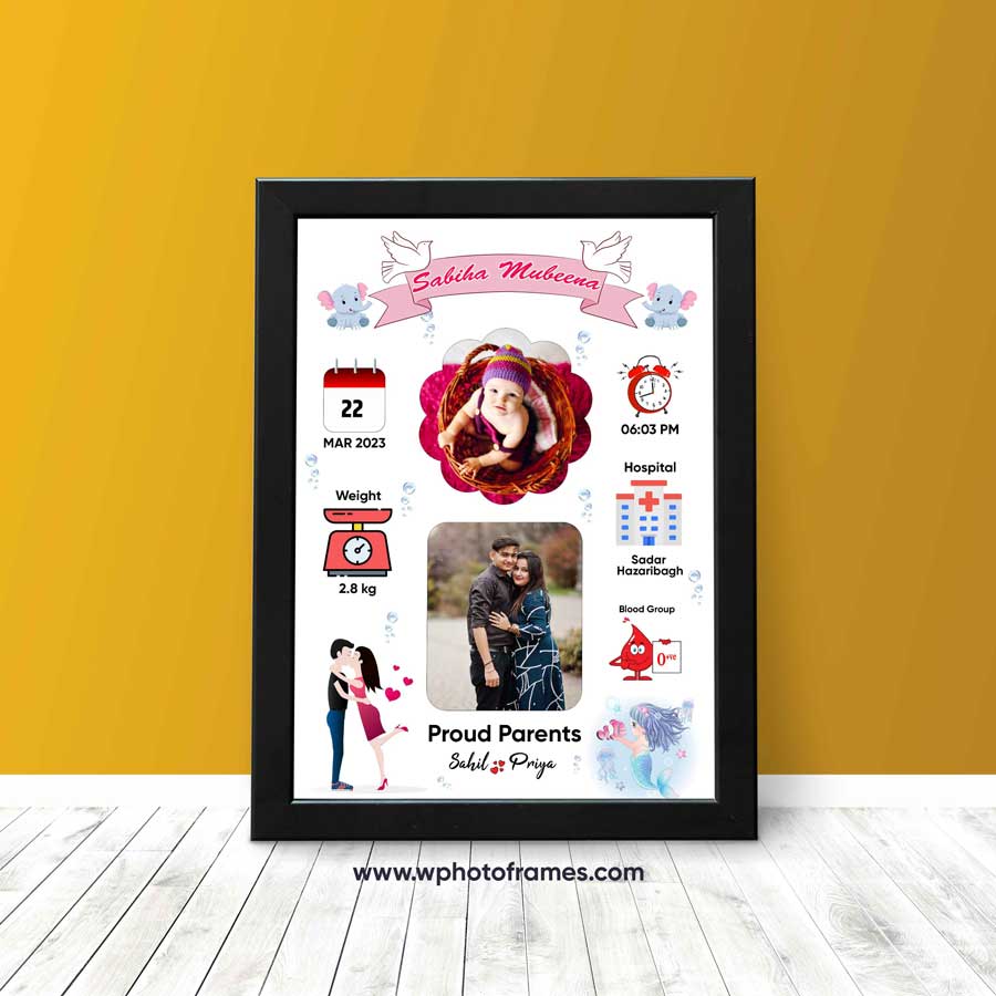 Customised Baby Birth Photoframe Design 2 - Image 2
