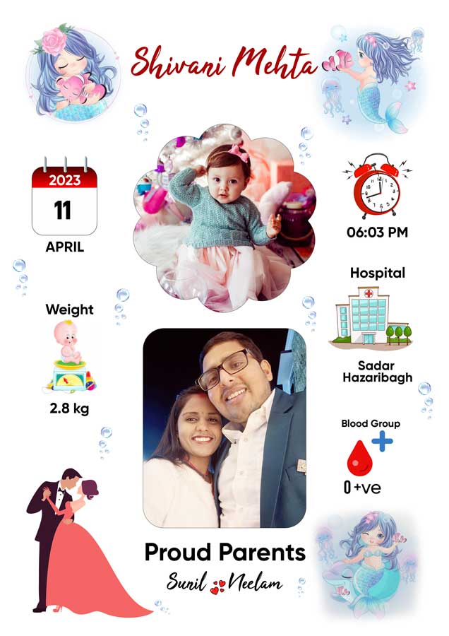 Customised Baby Birth Photoframe Design 3 - Image 3