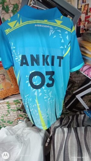 Blue Sports Half Sleeve Jersey Personalised Name and Number